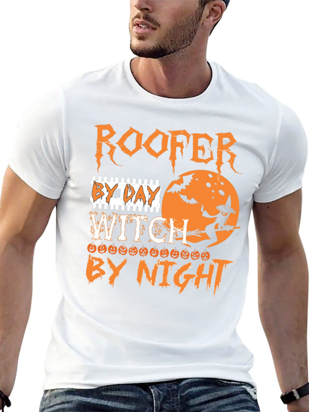 Roofer Witch Halloween T-Shirt