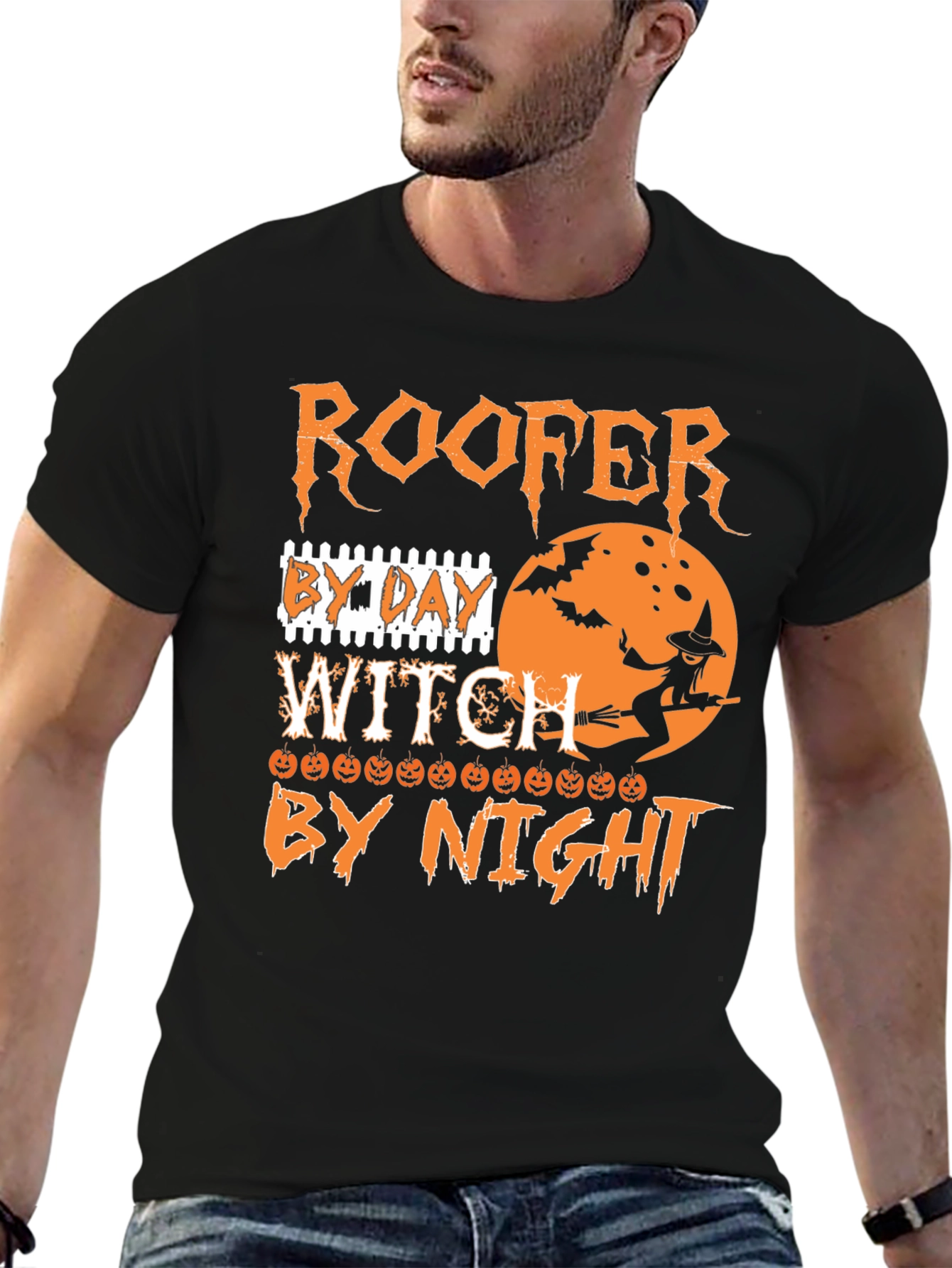 Roofer Witch Halloween T-Shirt