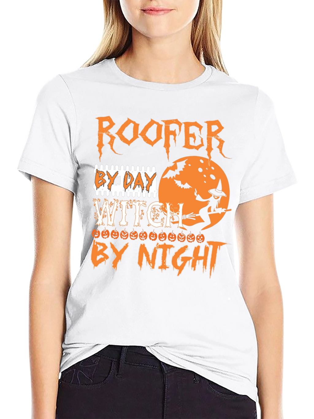Roofer Witch Halloween T-Shirt