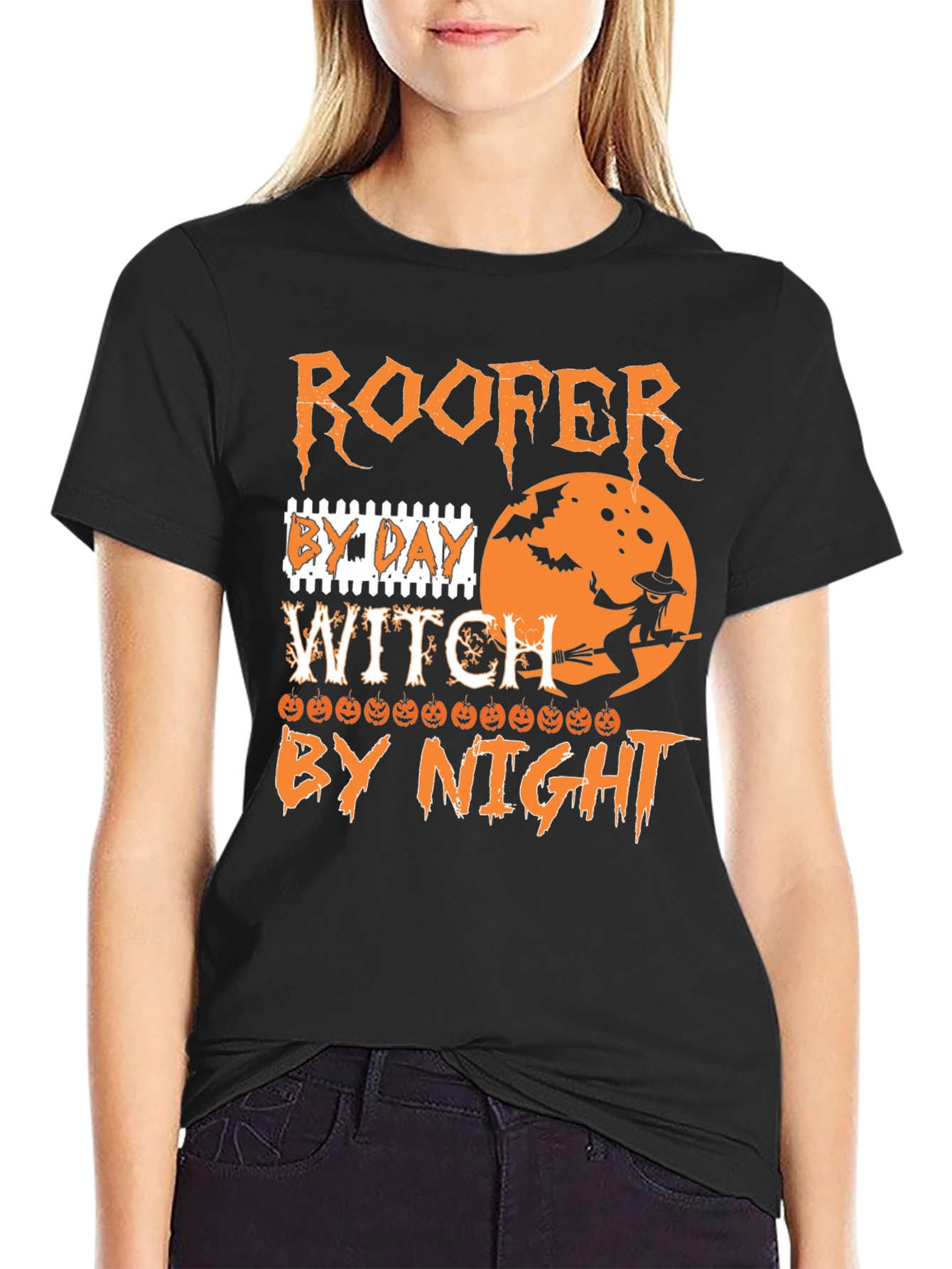 Roofer Witch Halloween T-Shirt