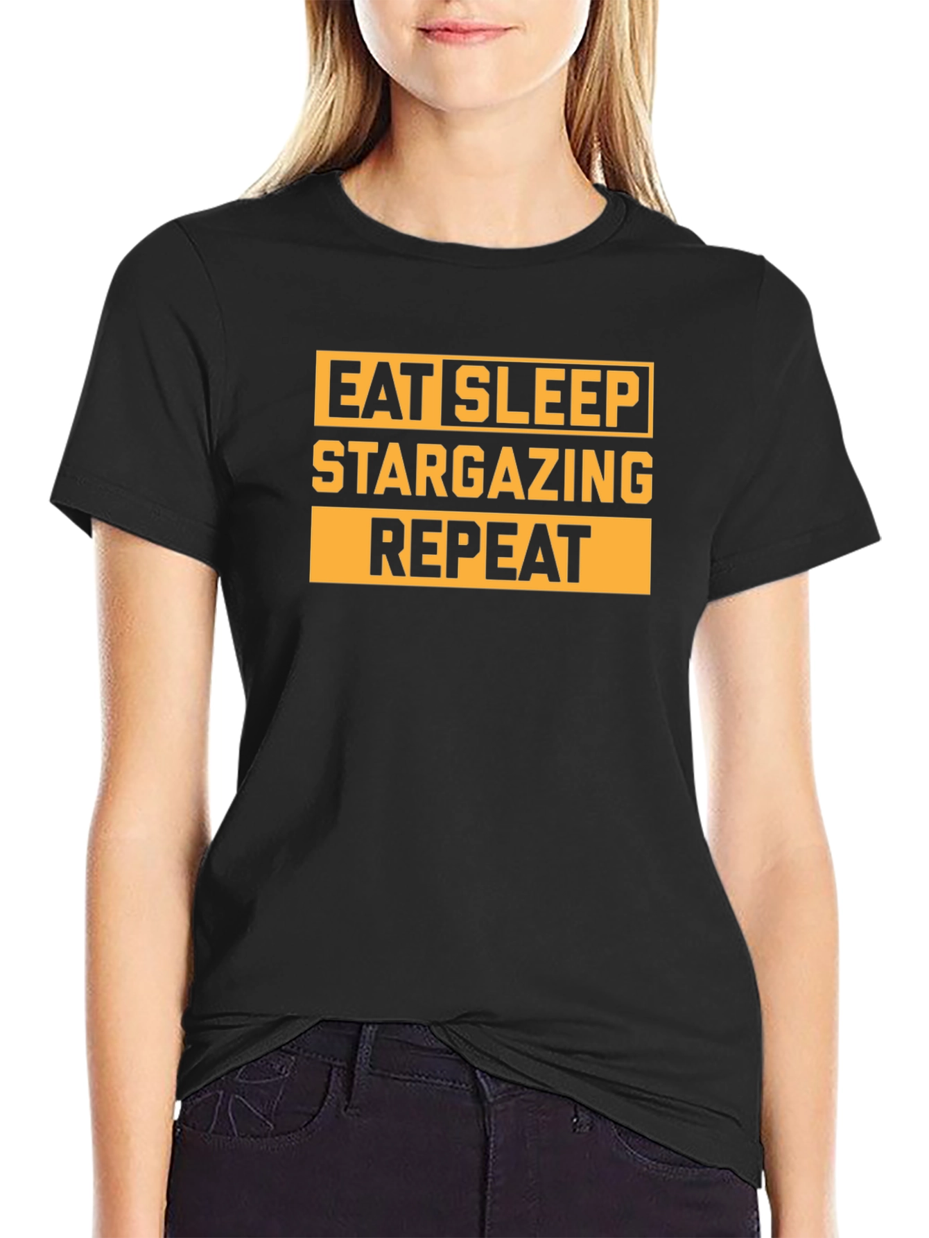 Eat Sleep Stargazing Repeat Black T-Shirt