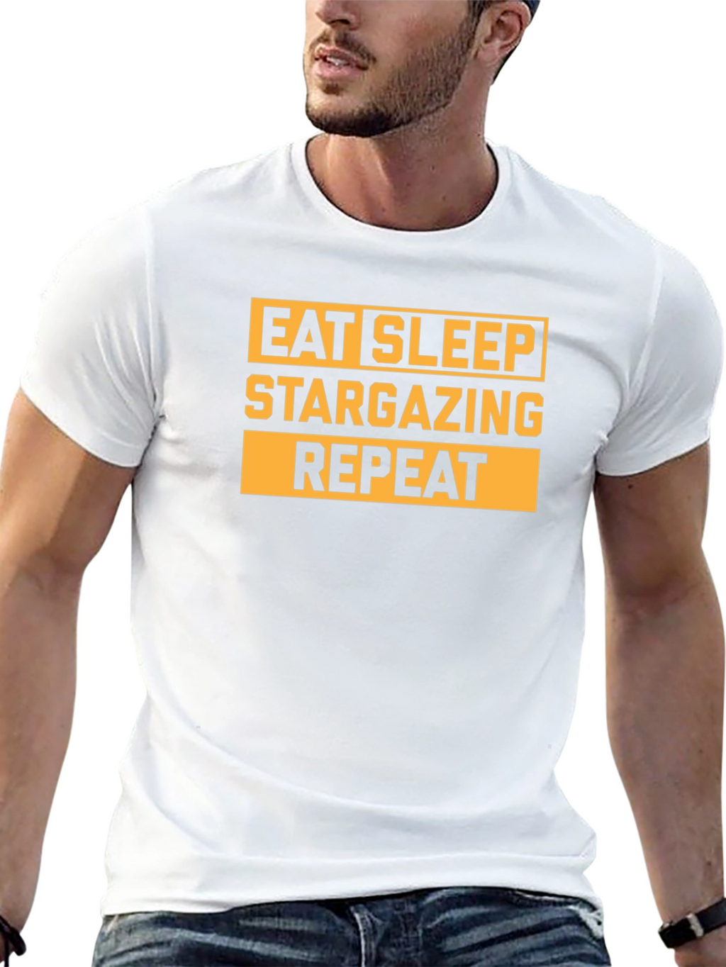 Eat Sleep Stargazing Repeat Black T-Shirt