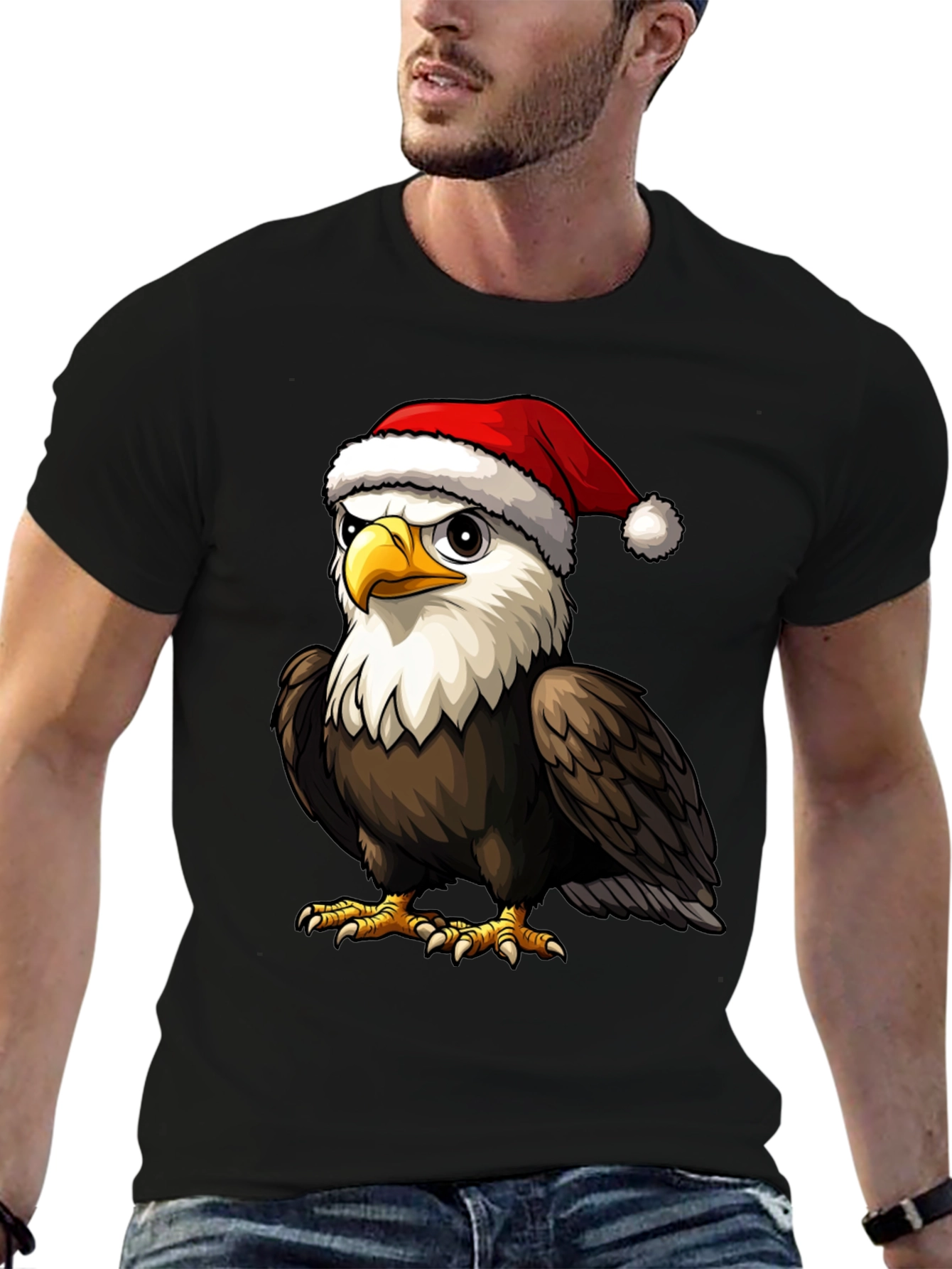 Bald Eagle Santa Hat Graphic Tee