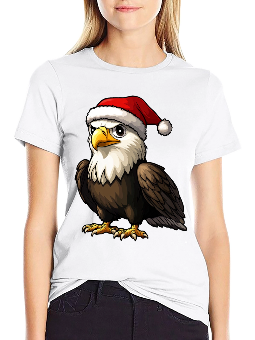 Bald Eagle Santa Hat Graphic Tee