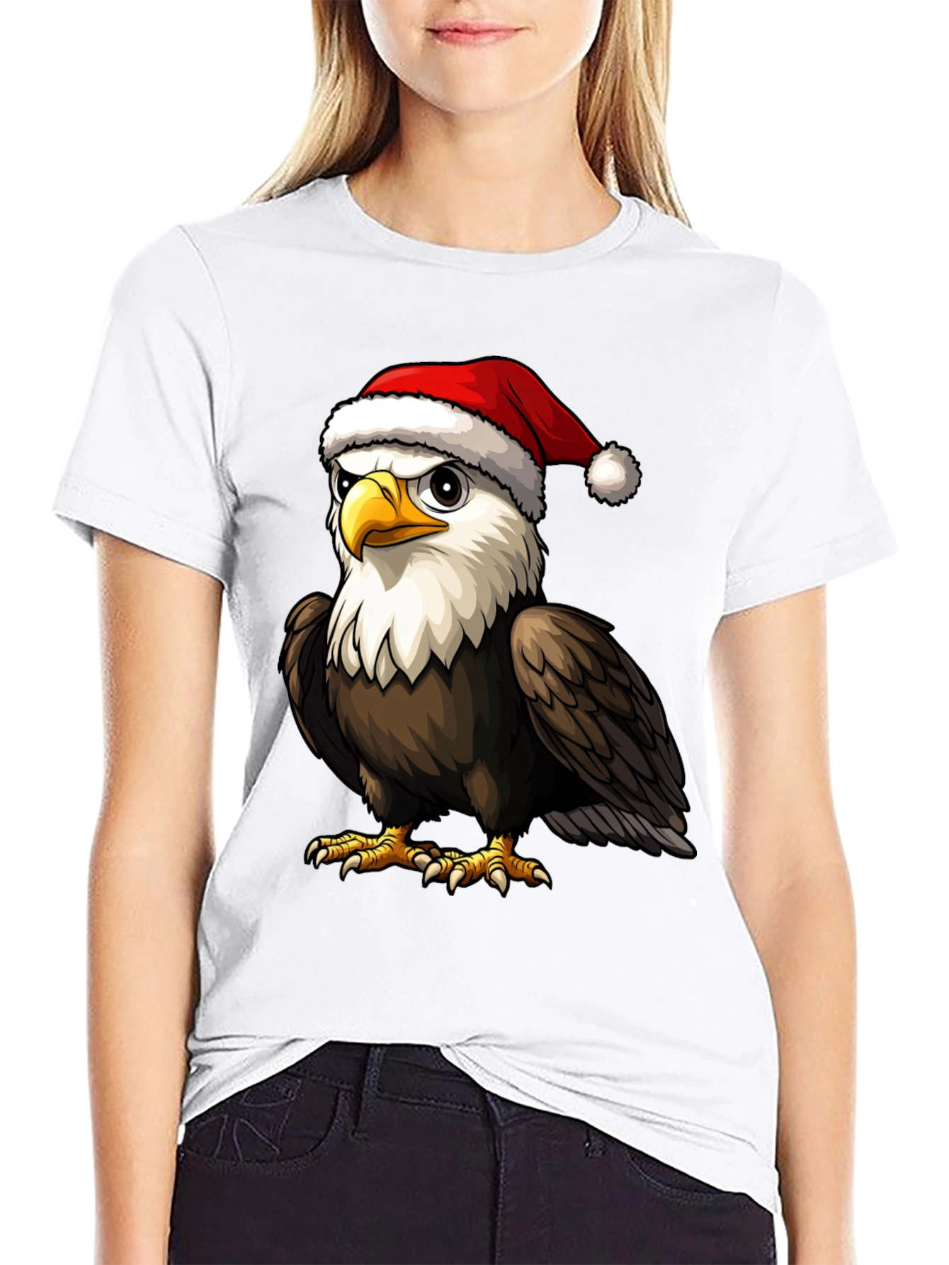 Bald Eagle Santa Hat Graphic Tee