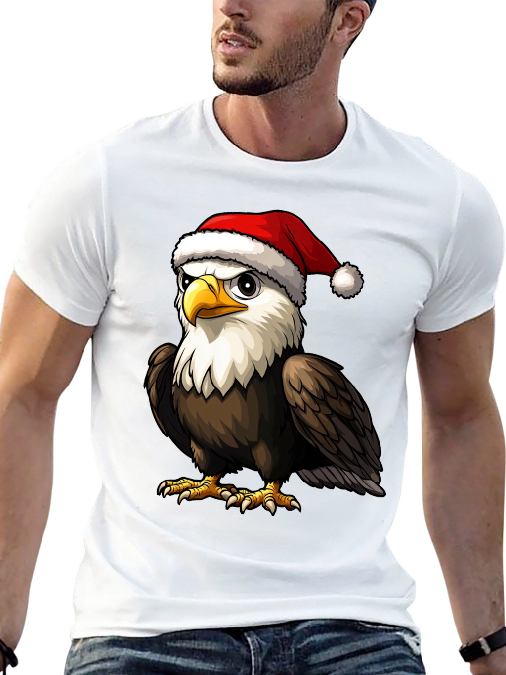 Bald Eagle Santa Hat Graphic Tee