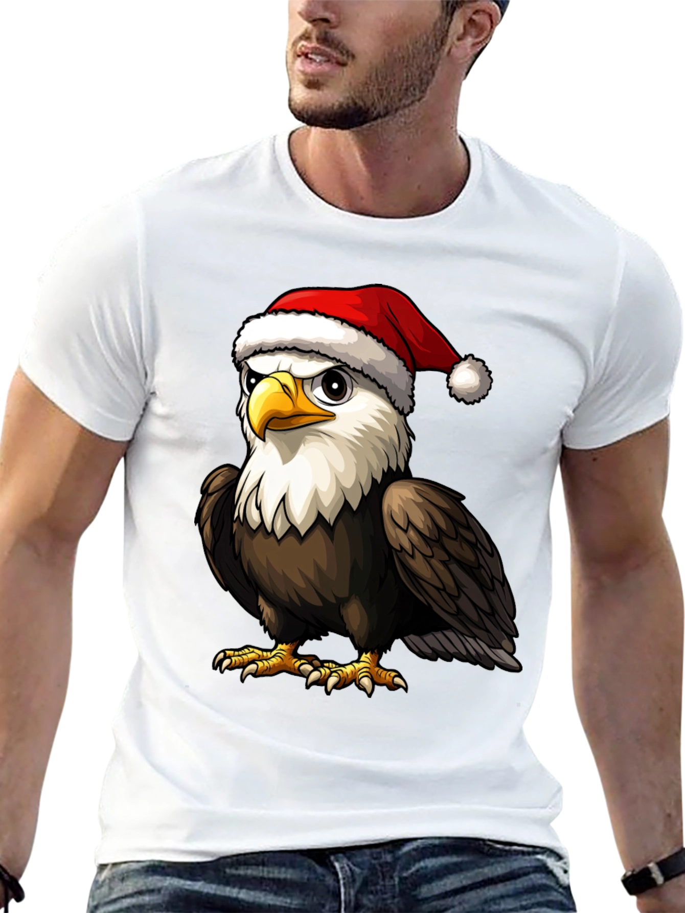 Bald Eagle Santa Hat Graphic Tee