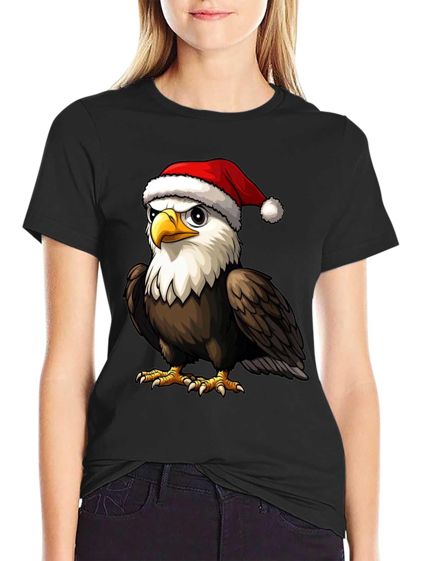 Bald Eagle Santa Hat Graphic Tee