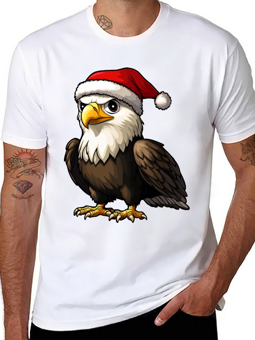 Bald Eagle Santa Hat Graphic Tee