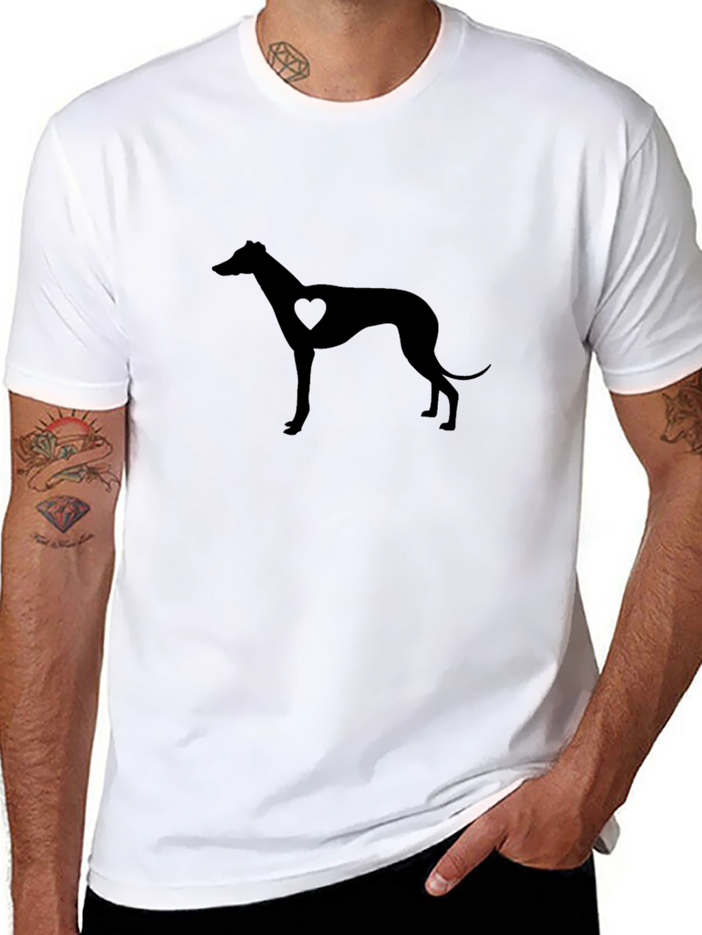 Heart Greyhound Black T-Shirt