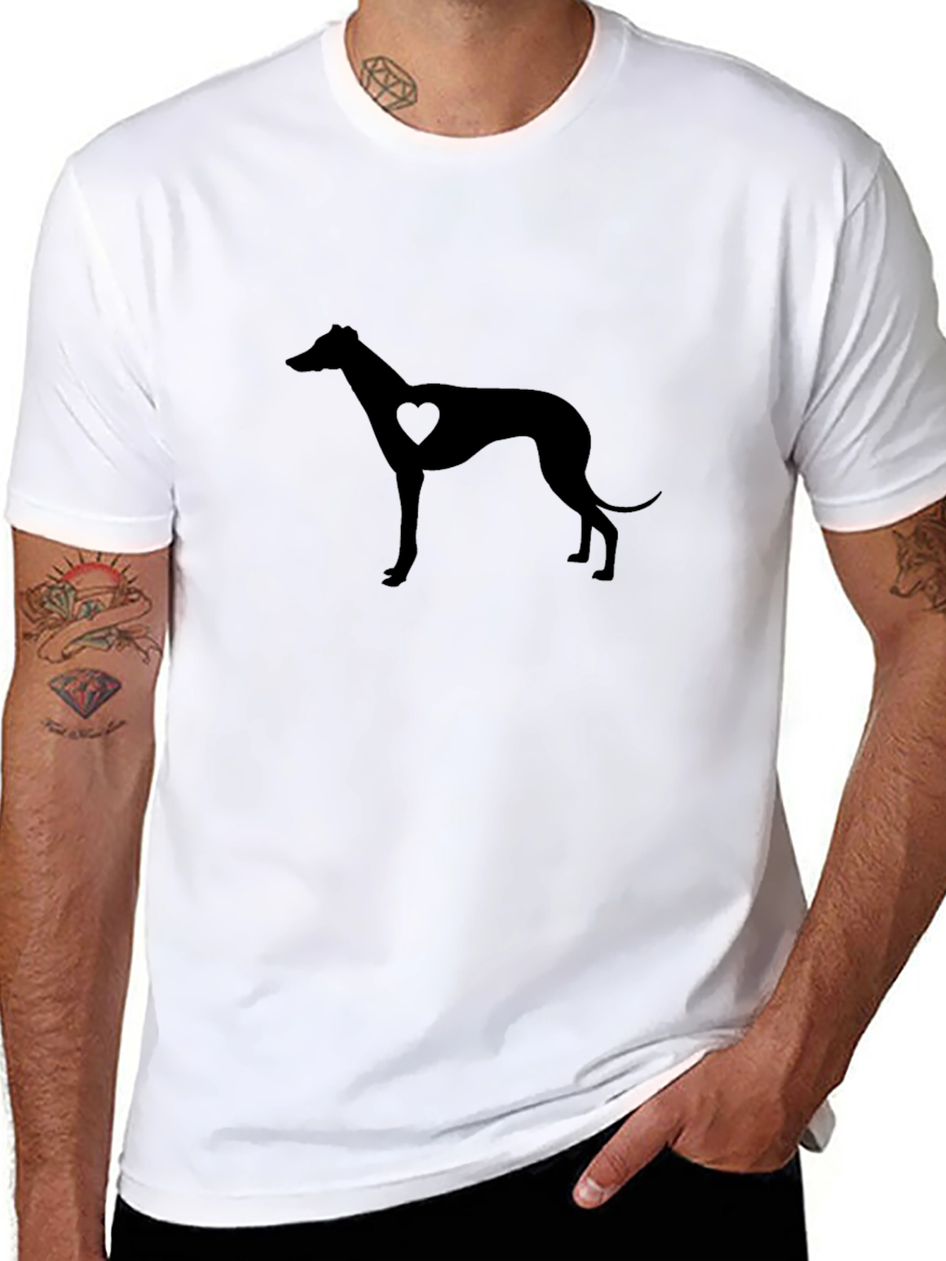 Heart Greyhound Black T-Shirt