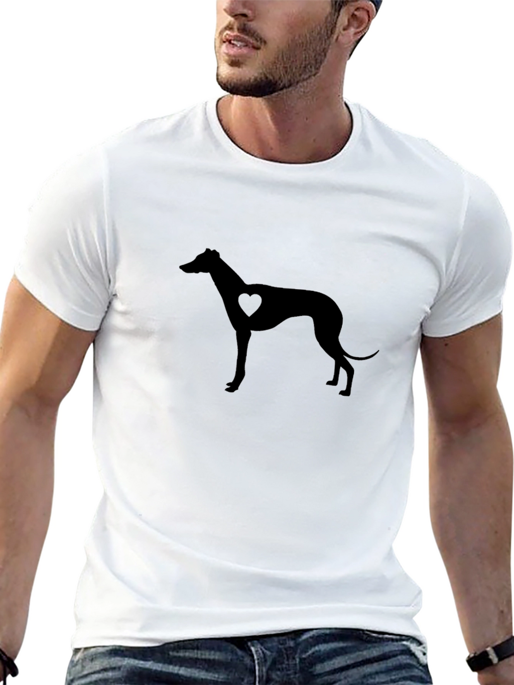 Heart Greyhound Black T-Shirt