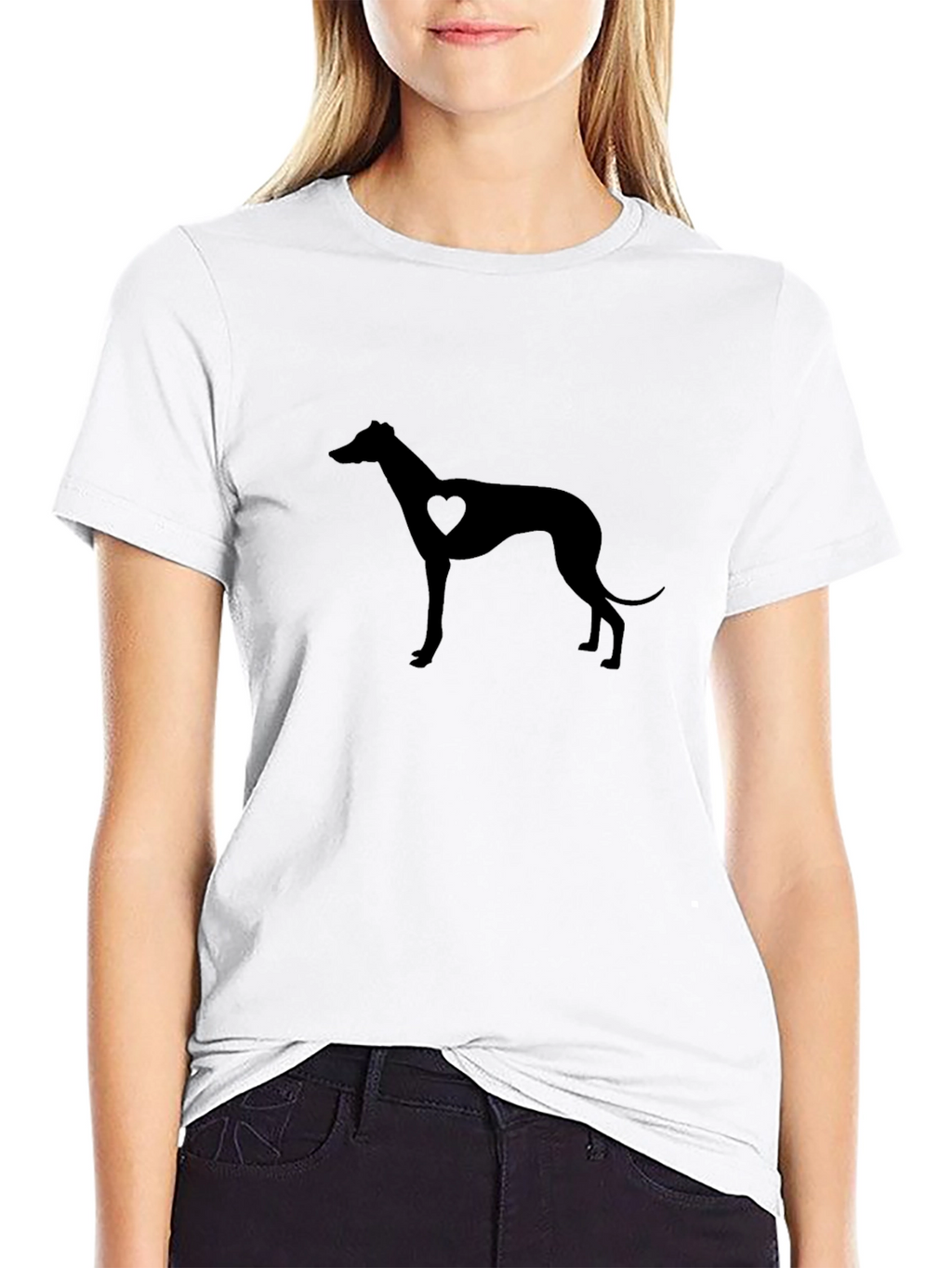 Heart Greyhound Black T-Shirt
