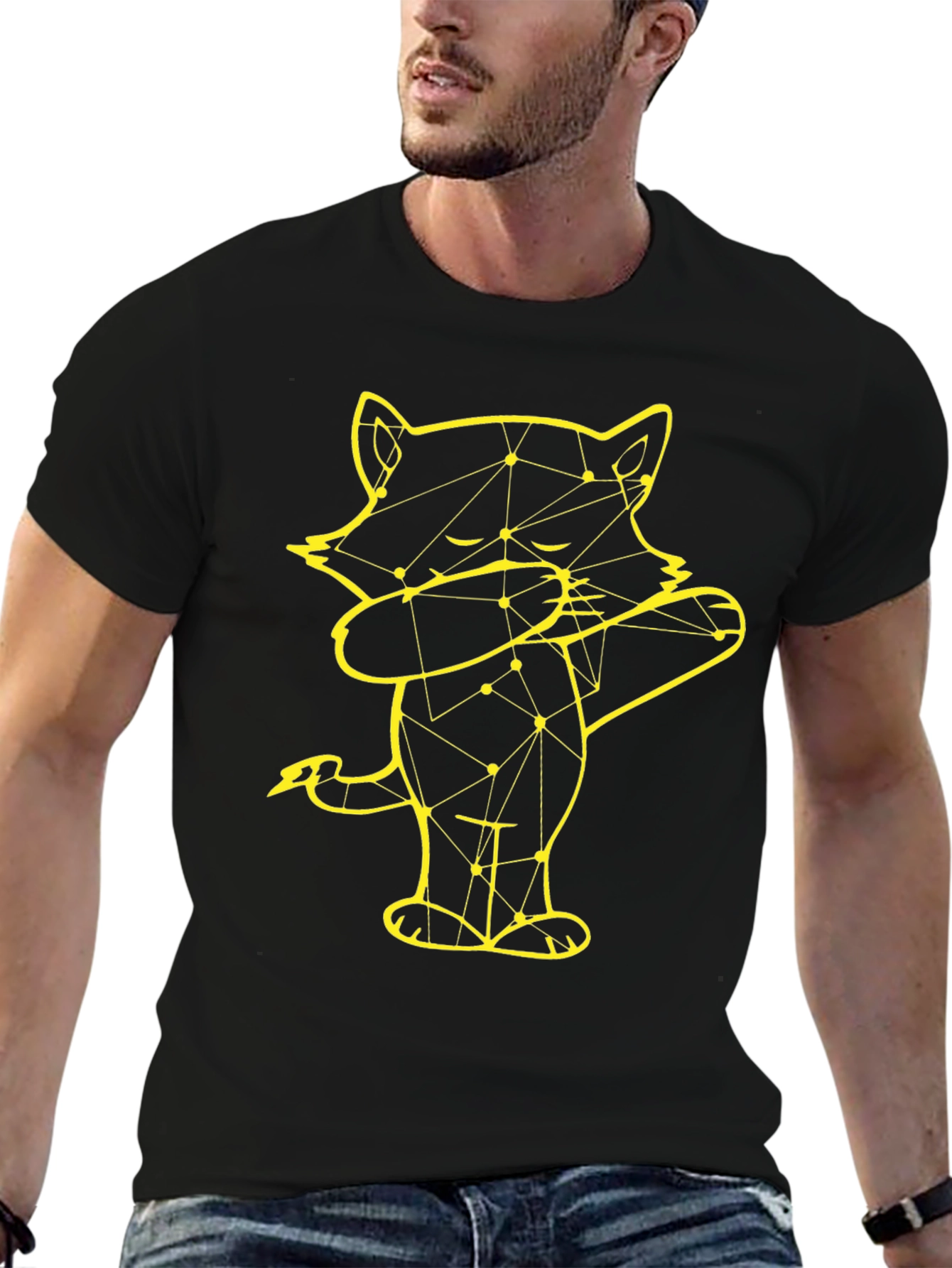 Dabbing Raccoon Graphic Tee - Black Cotton Blend