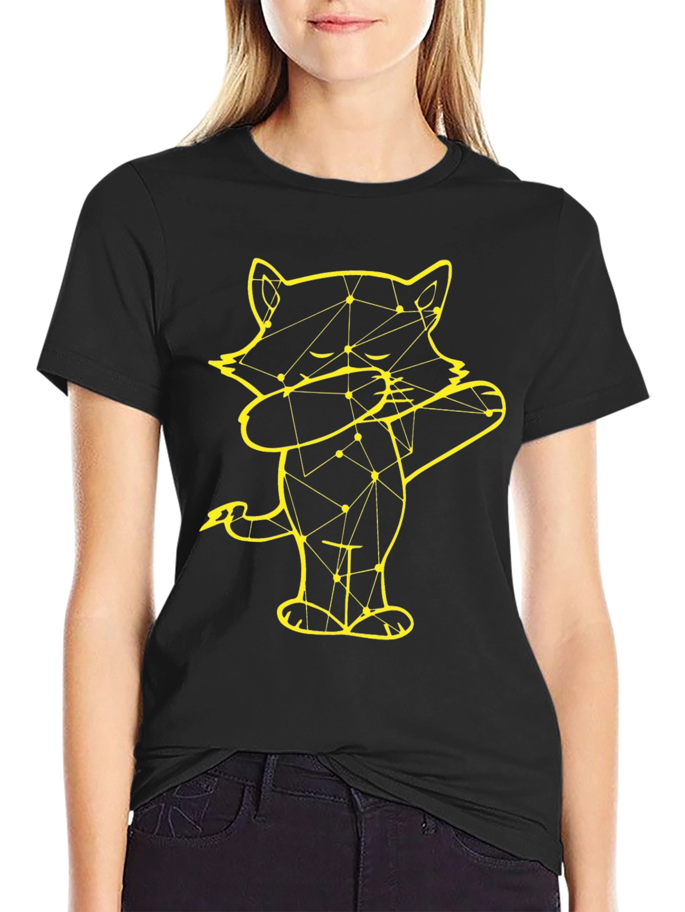 Dabbing Raccoon Graphic Tee - Black Cotton Blend