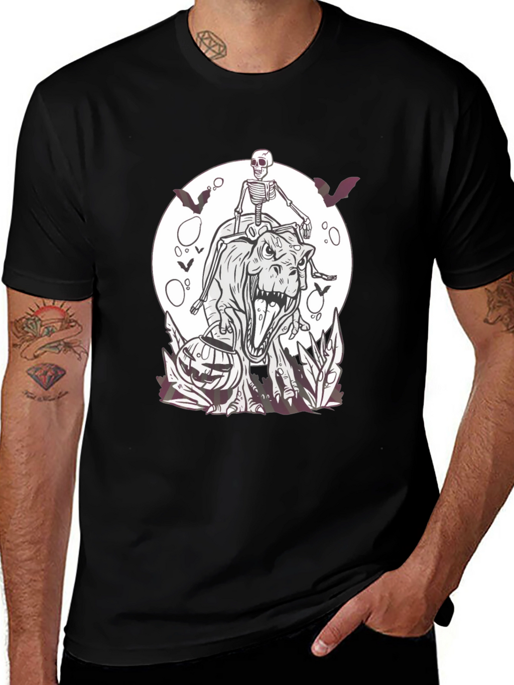 Halloween Skeleton Riding T-Rex T-Shirt