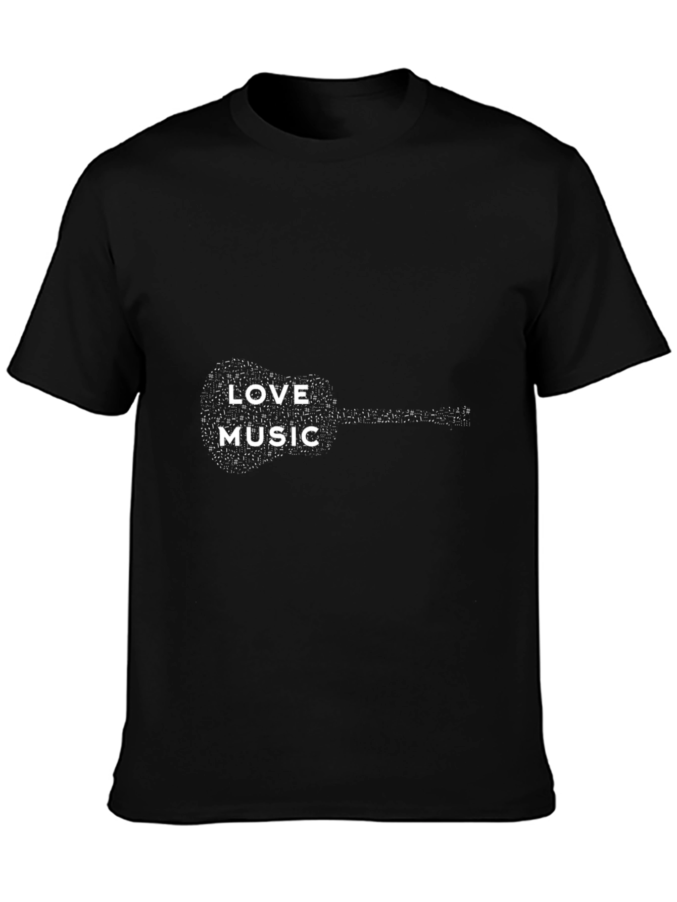 Love Music Guitar Graphic Tee - Black Cotton T-Shirt