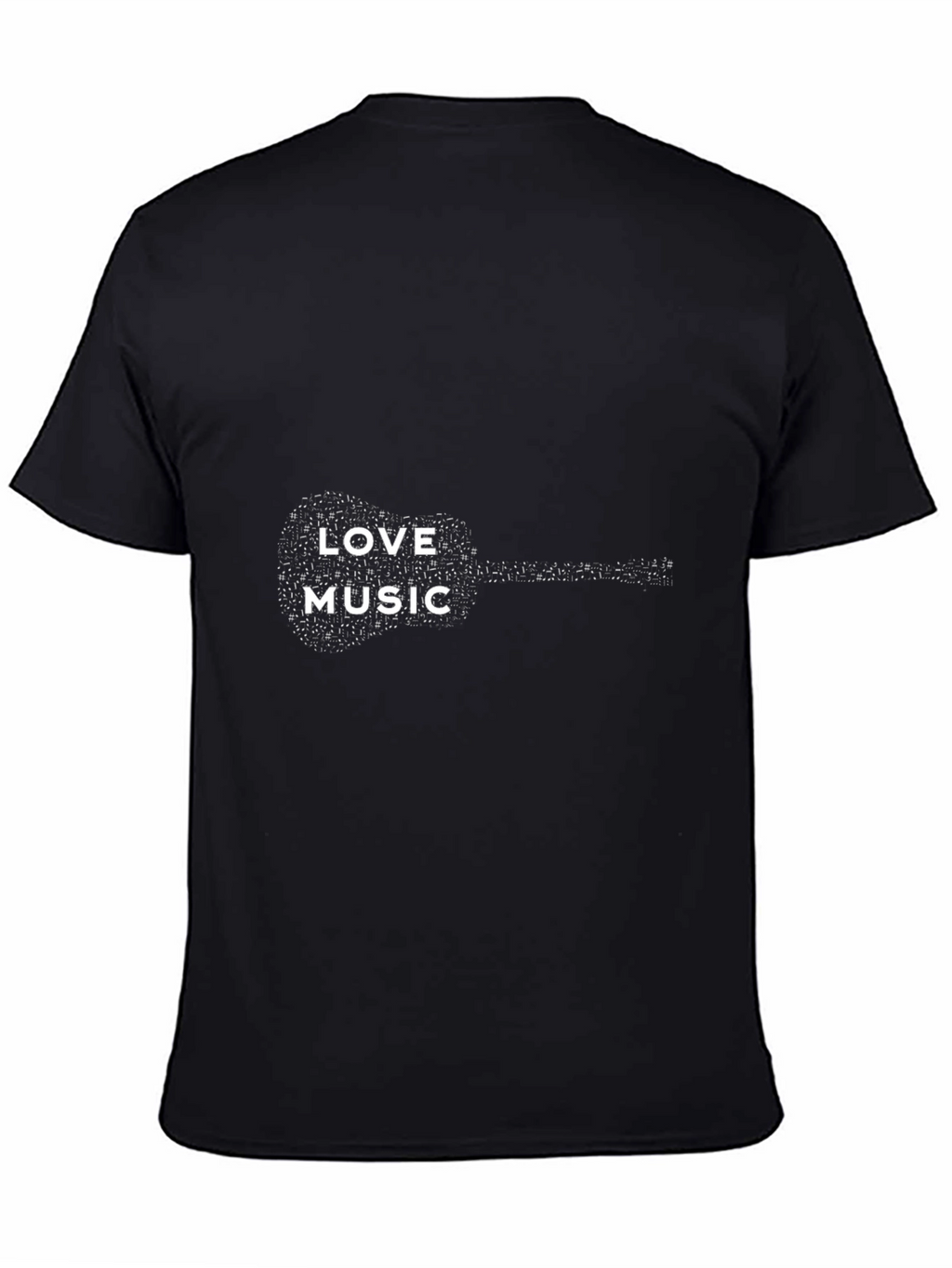Love Music Guitar Graphic Tee - Black Cotton T-Shirt