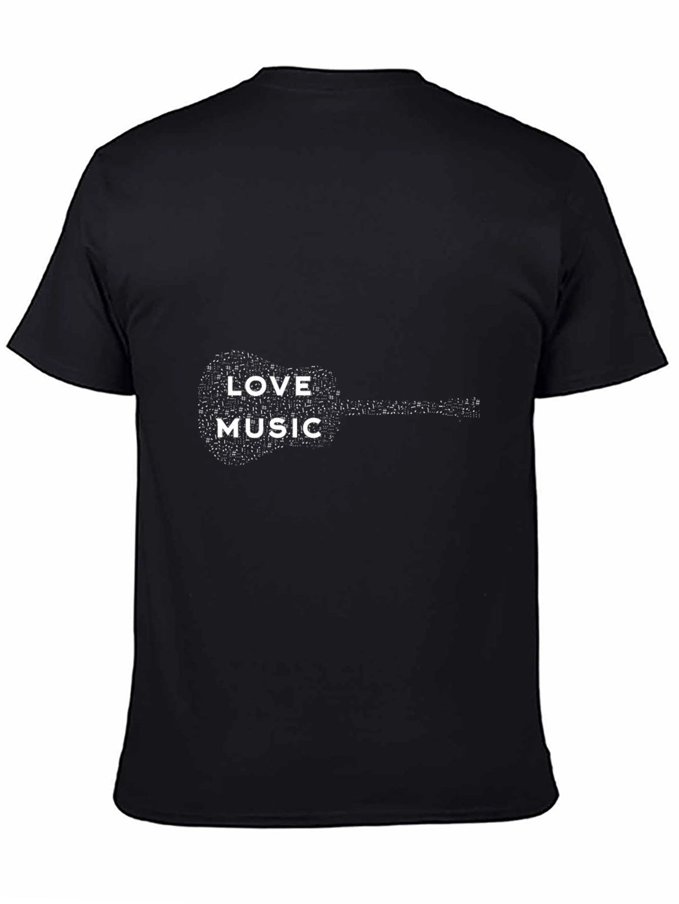 Love Music Guitar Graphic Tee - Black Cotton T-Shirt