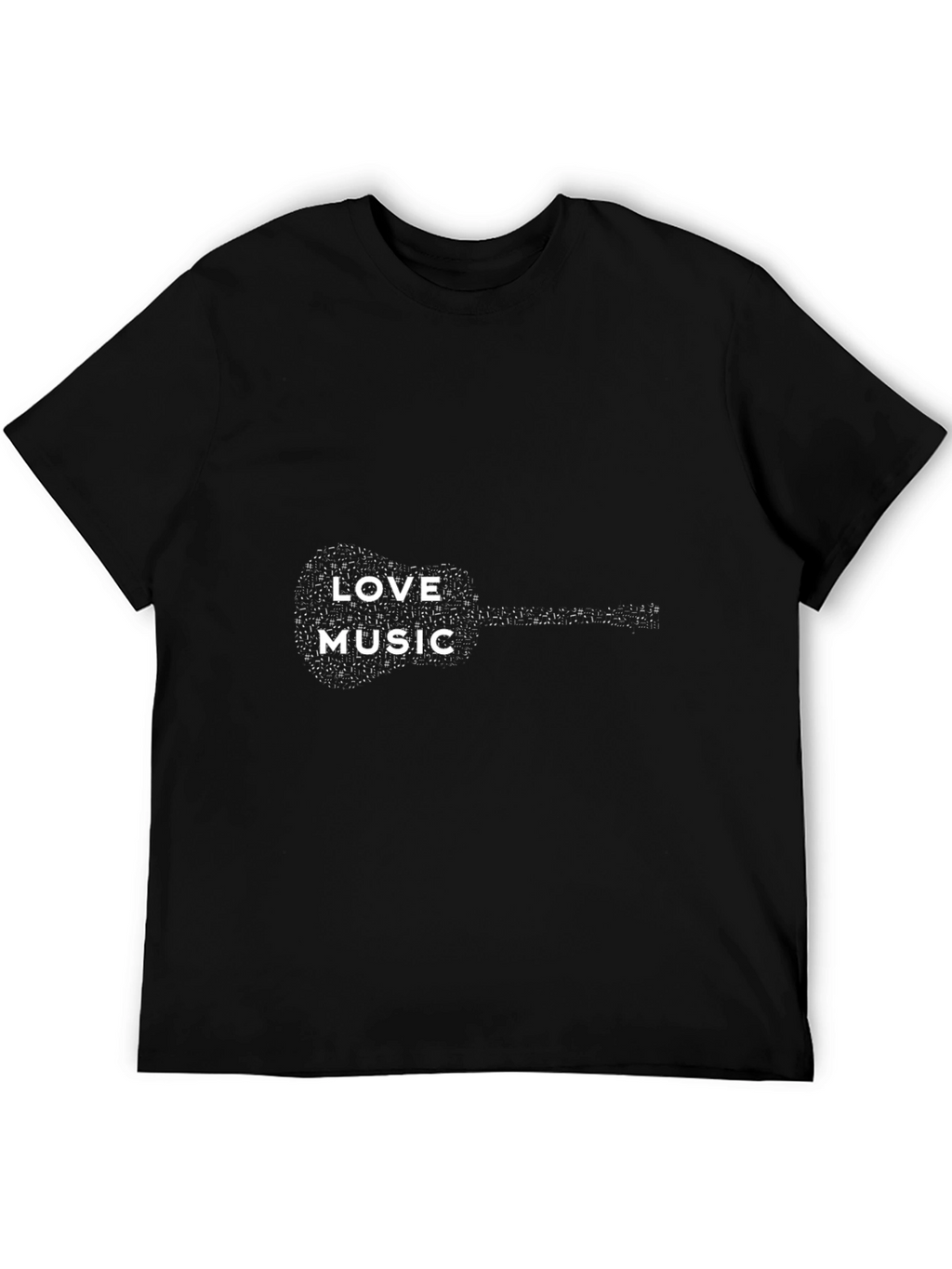 Love Music Guitar Graphic Tee - Black Cotton T-Shirt