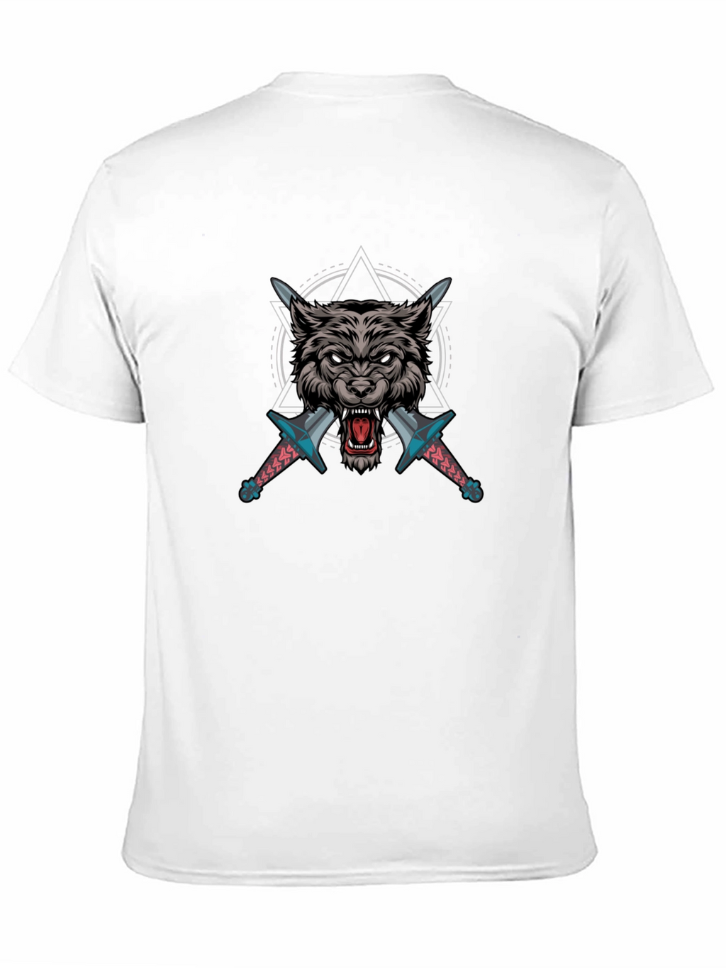 Wolf & Swords Graphic Print Black T-Shirt