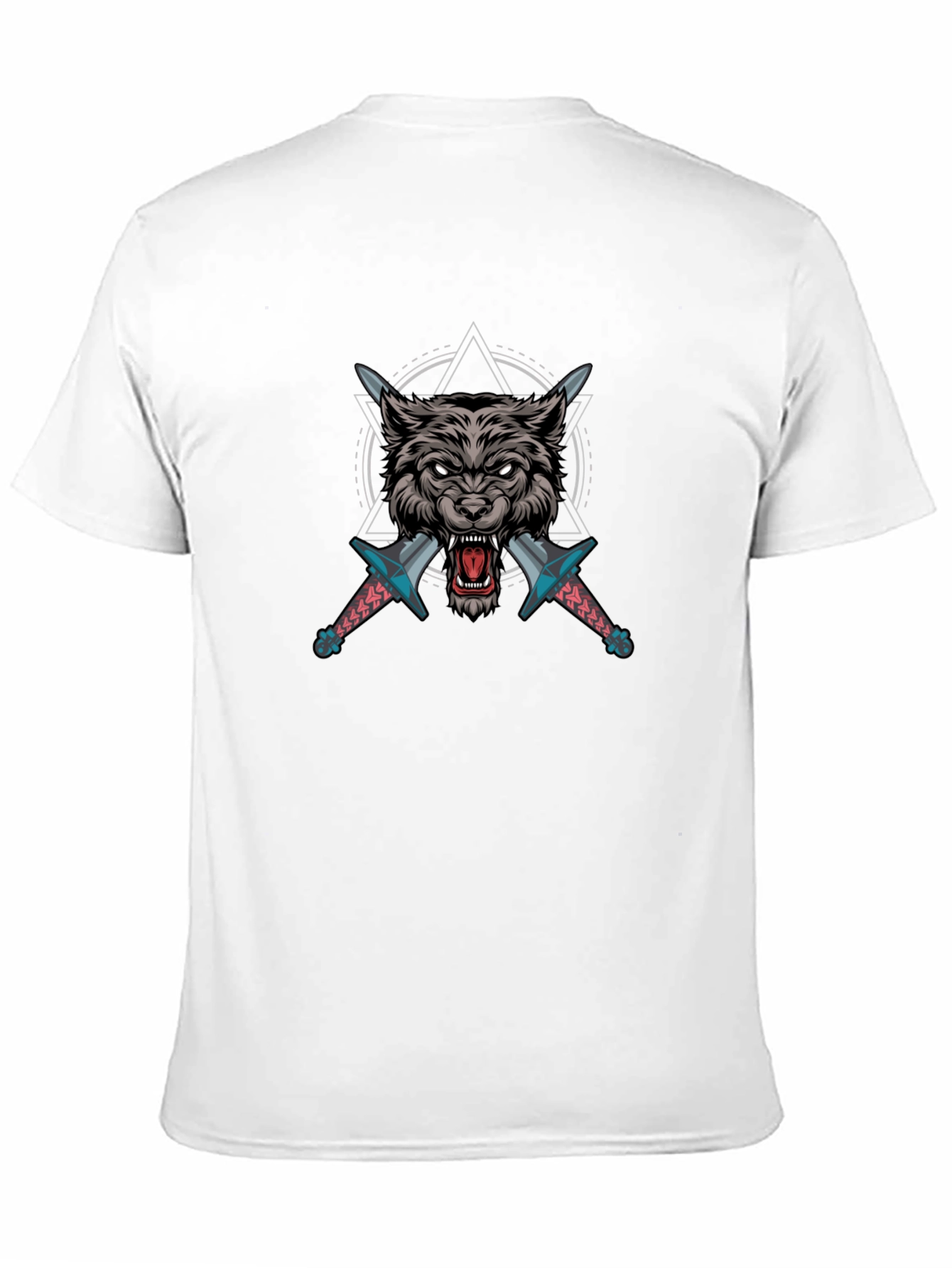 Wolf & Swords Graphic Print Black T-Shirt