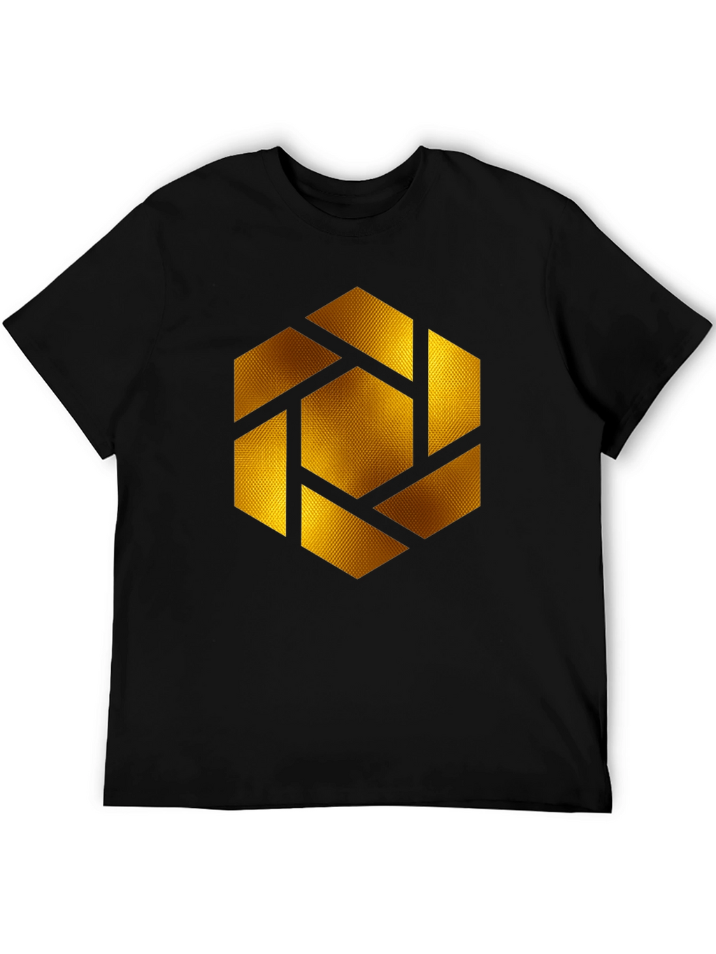 Geometric Gold Shutter Graphic Black T-Shirt