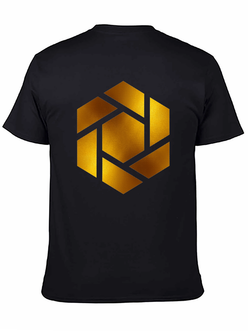 Geometric Gold Shutter Graphic Black T-Shirt