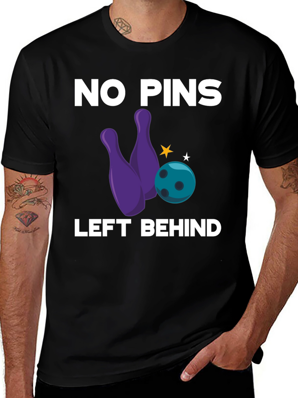 No Pins Left Behind Bowling Graphic Tee