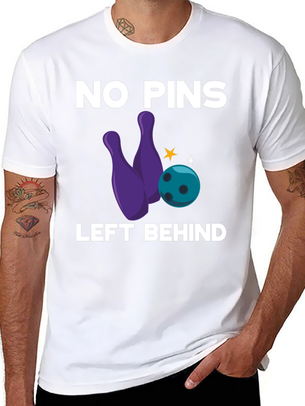 No Pins Left Behind Bowling Graphic Tee