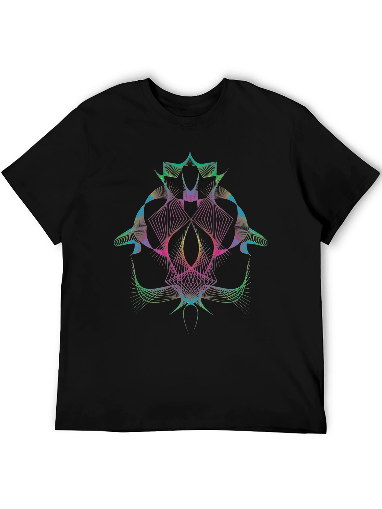 Abstract Geometric Line Art Graphic T-Shirt