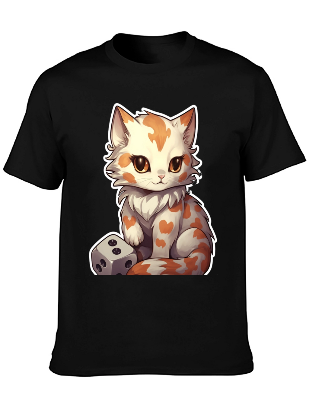 Cartoon Cat & Dice Graphic Tee