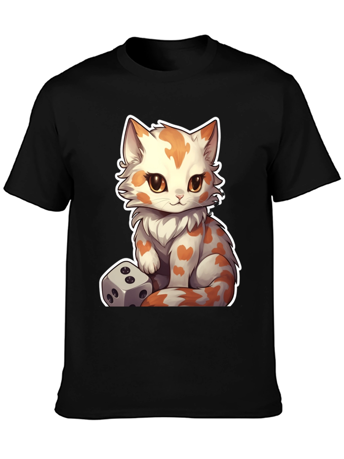 Cartoon Cat & Dice Graphic Tee