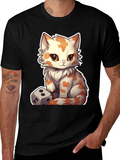 Cartoon Cat & Dice Graphic Tee