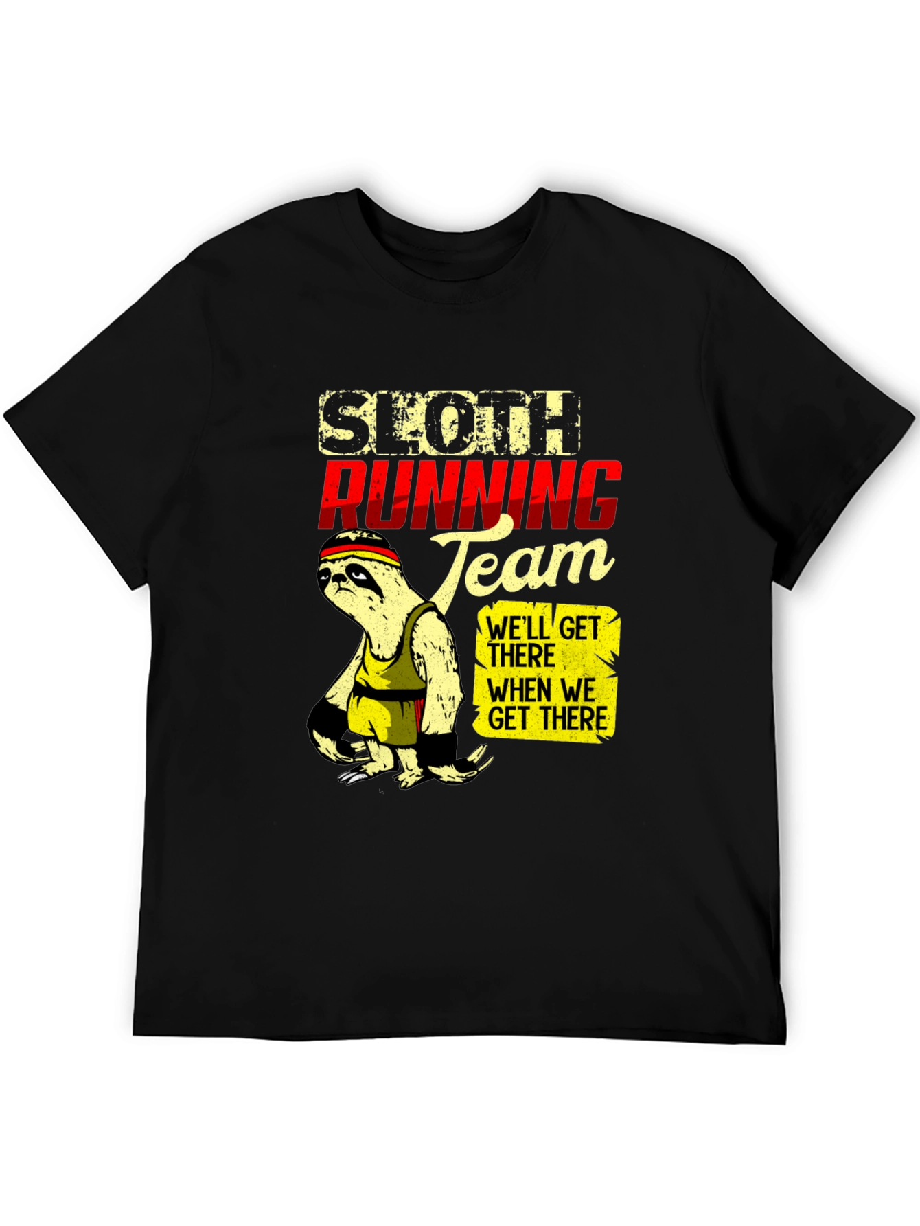 Sloth Running Team Graphic T-Shirt - Funny Relaxed Fit