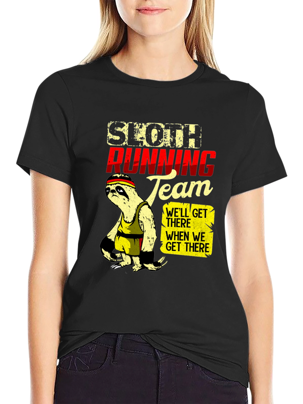 Sloth Running Team Graphic T-Shirt - Funny Relaxed Fit