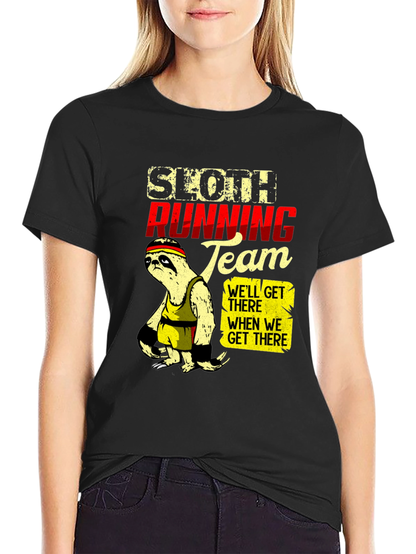 Sloth Running Team Graphic T-Shirt - Funny Relaxed Fit