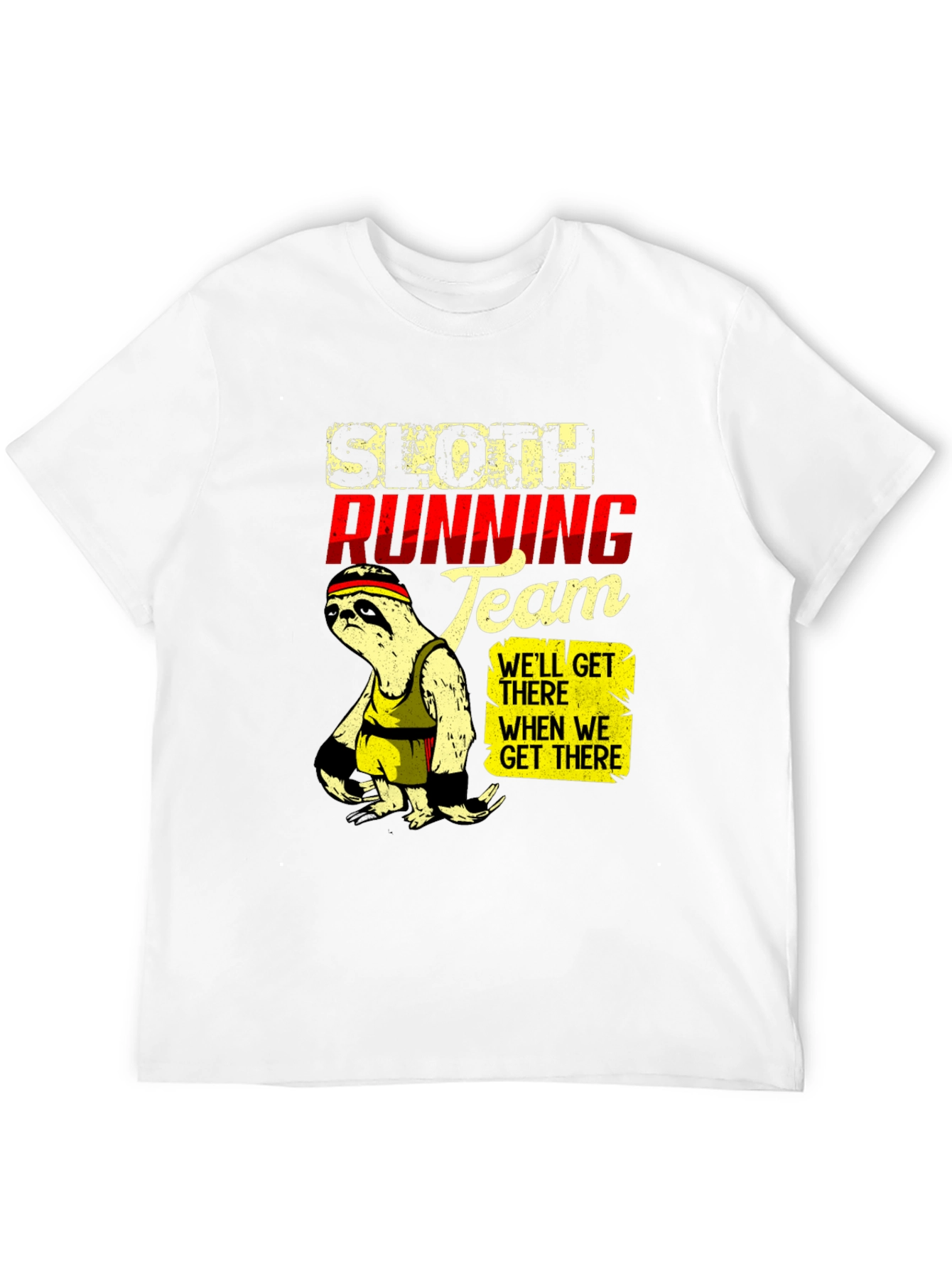 Sloth Running Team Graphic T-Shirt - Funny Relaxed Fit