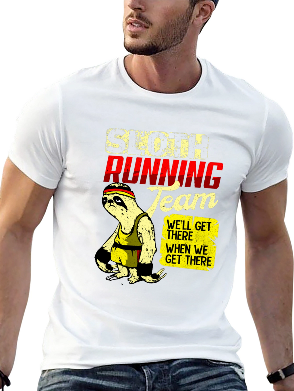 Sloth Running Team Graphic T-Shirt - Funny Relaxed Fit