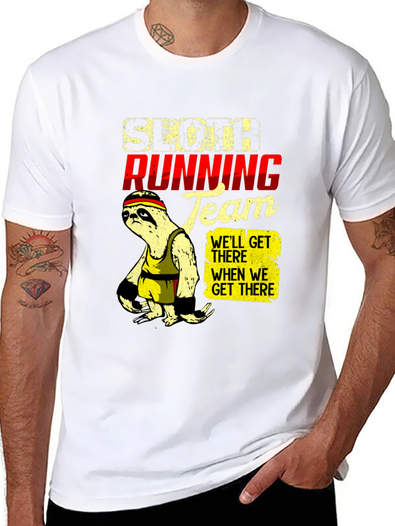 Sloth Running Team Graphic T-Shirt - Funny Relaxed Fit
