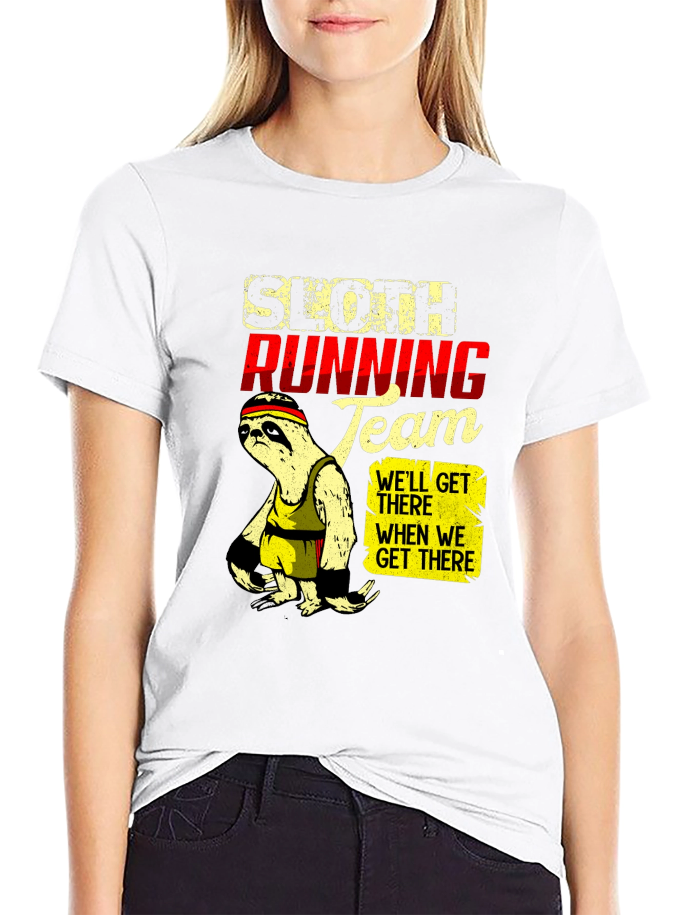 Sloth Running Team Graphic T-Shirt - Funny Relaxed Fit