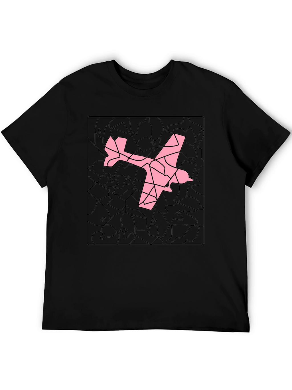 Airplane Mosaic Graphic Tee - Black