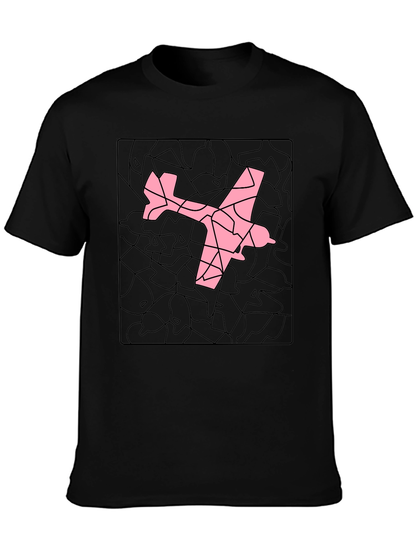 Airplane Mosaic Graphic Tee - Black