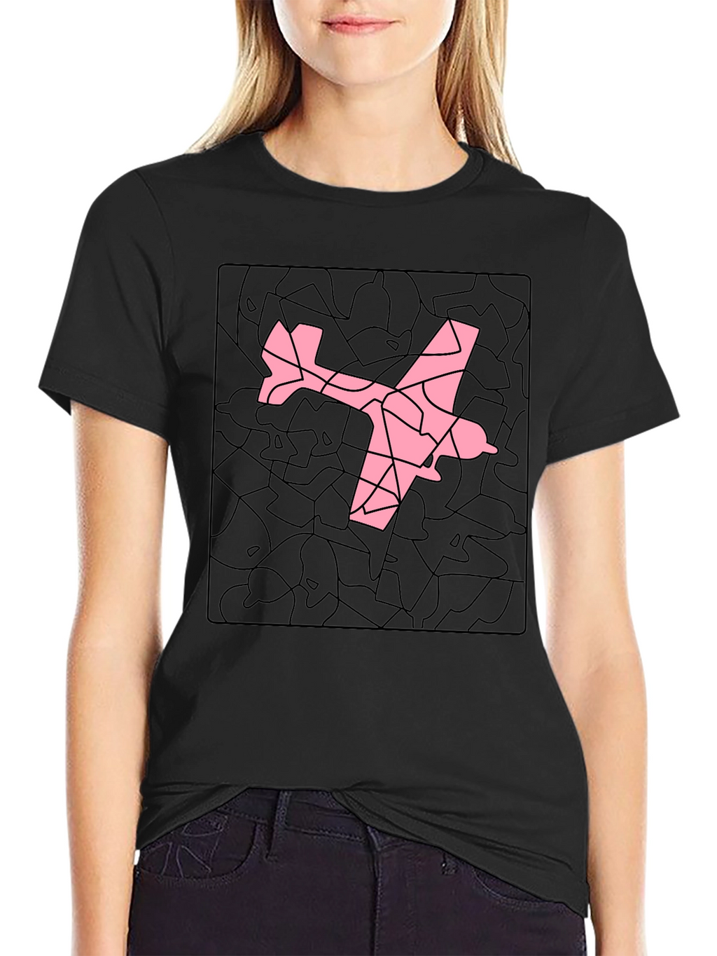 Airplane Mosaic Graphic Tee - Black