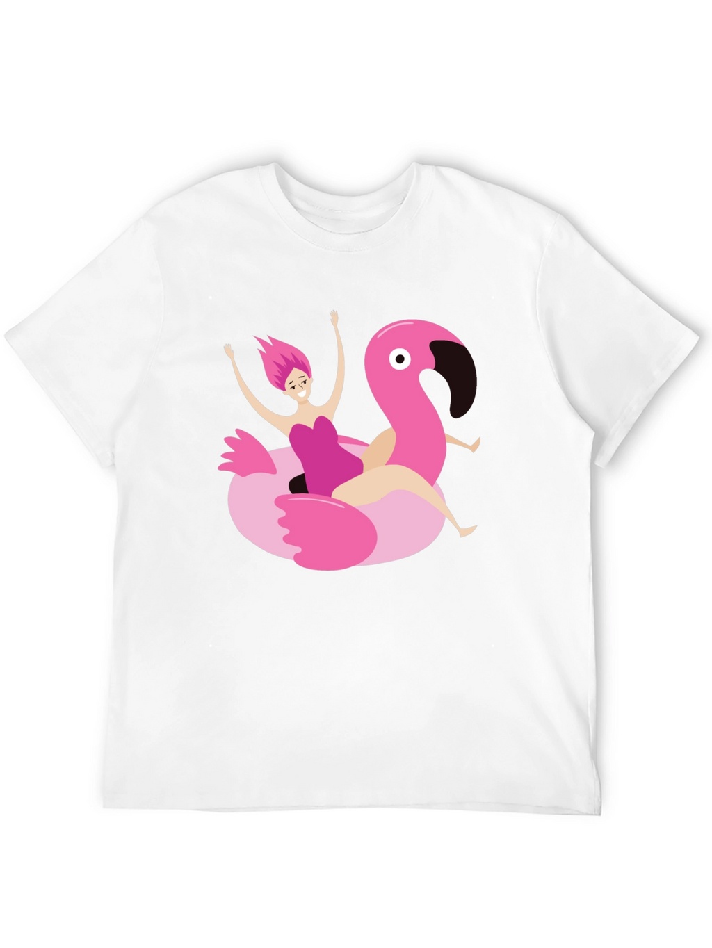 Black T-Shirt with Flamingo Float Graphic