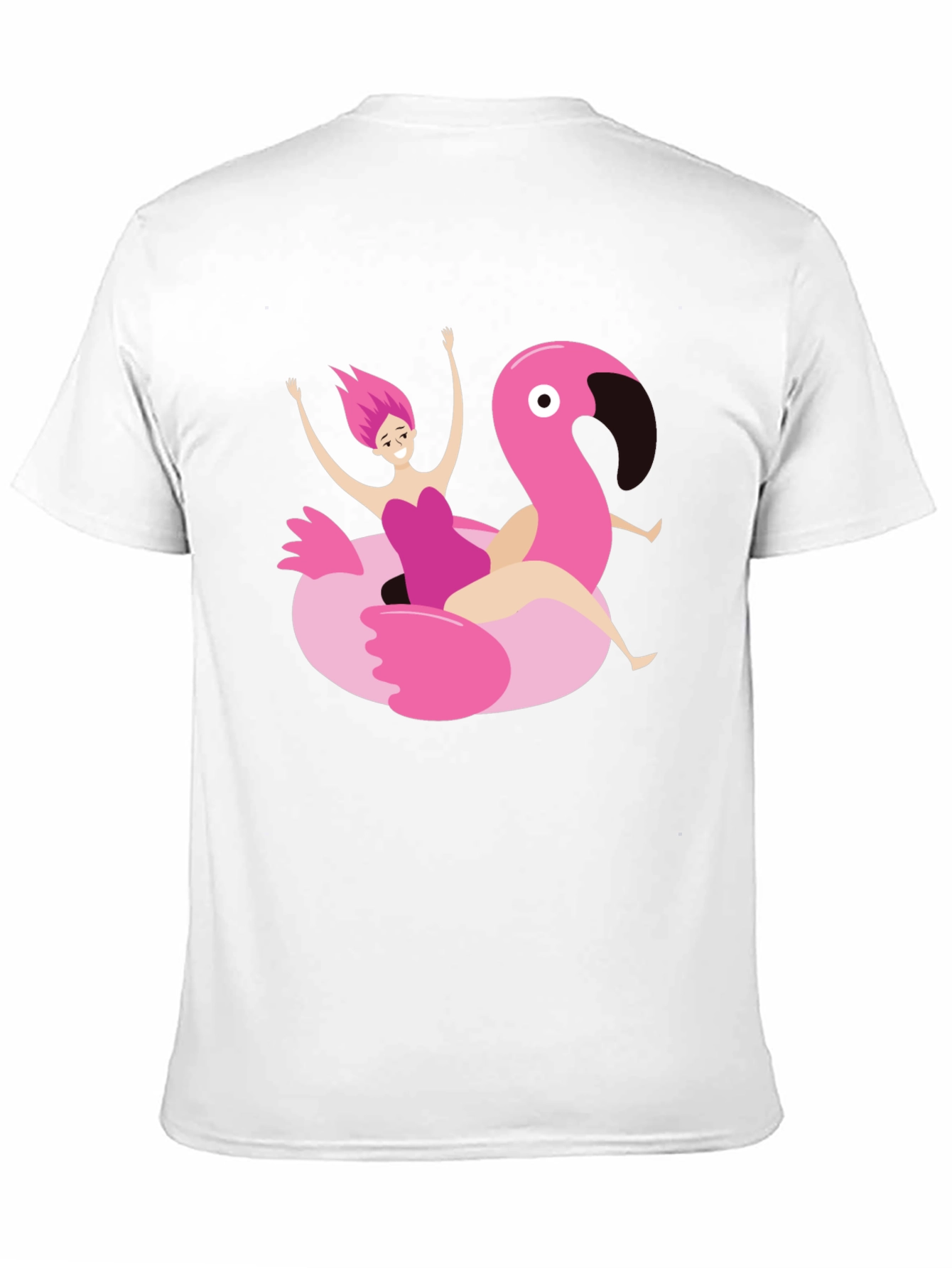 Black T-Shirt with Flamingo Float Graphic