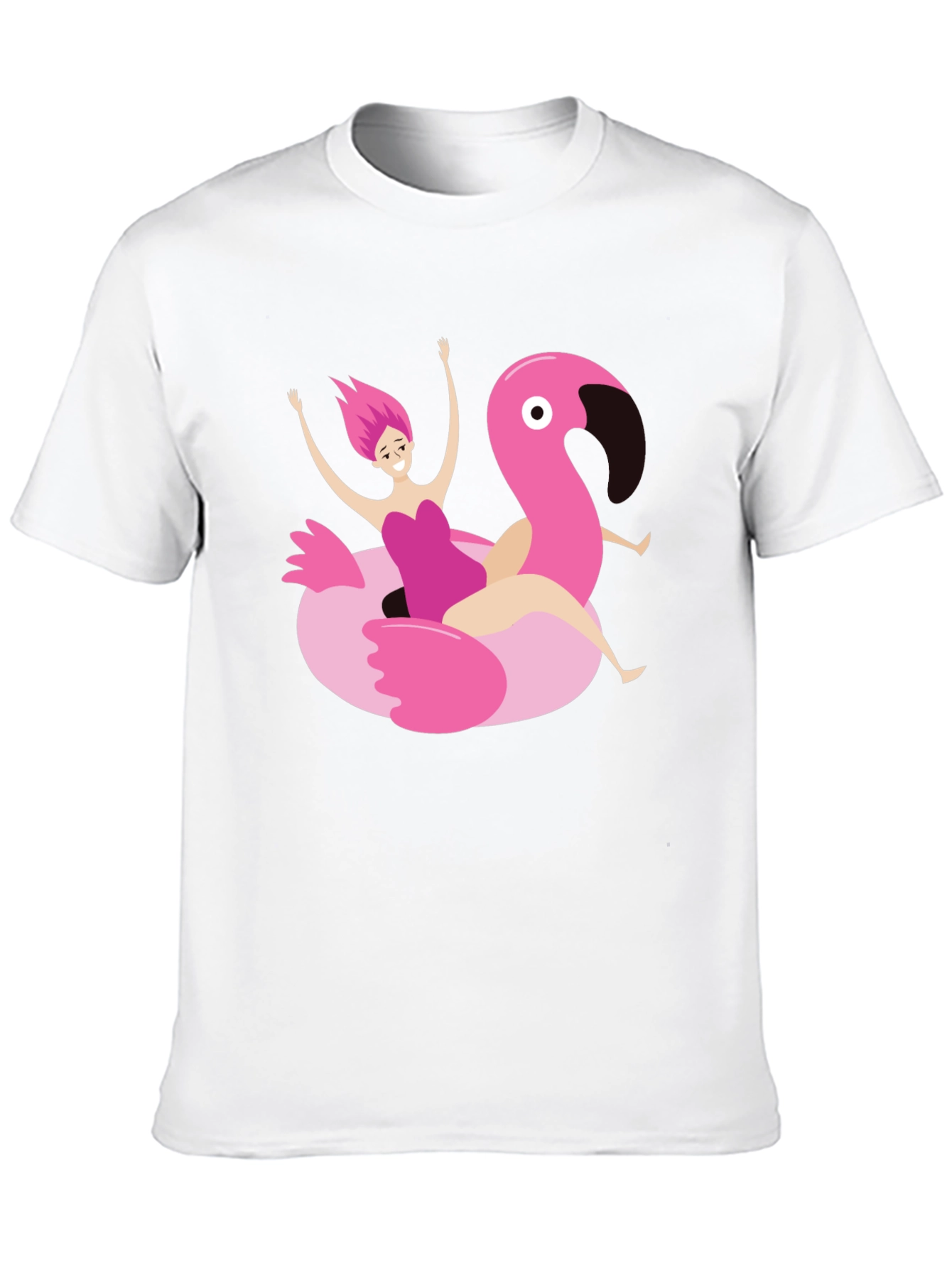 Black T-Shirt with Flamingo Float Graphic