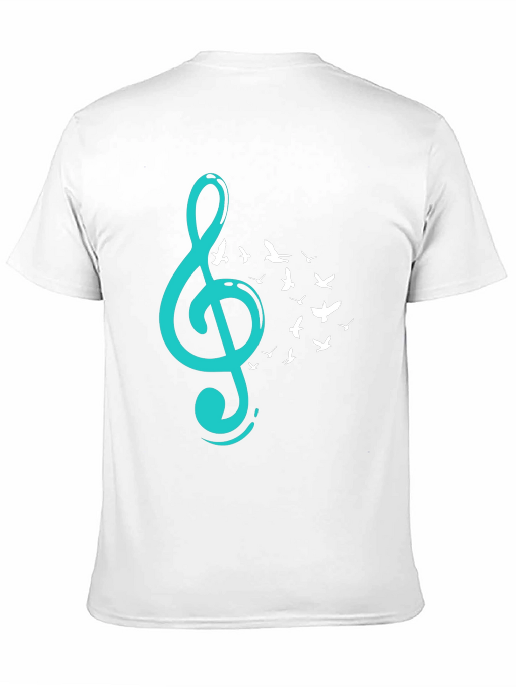 Musical Flight T-Shirt - Teal Treble Clef & Birds