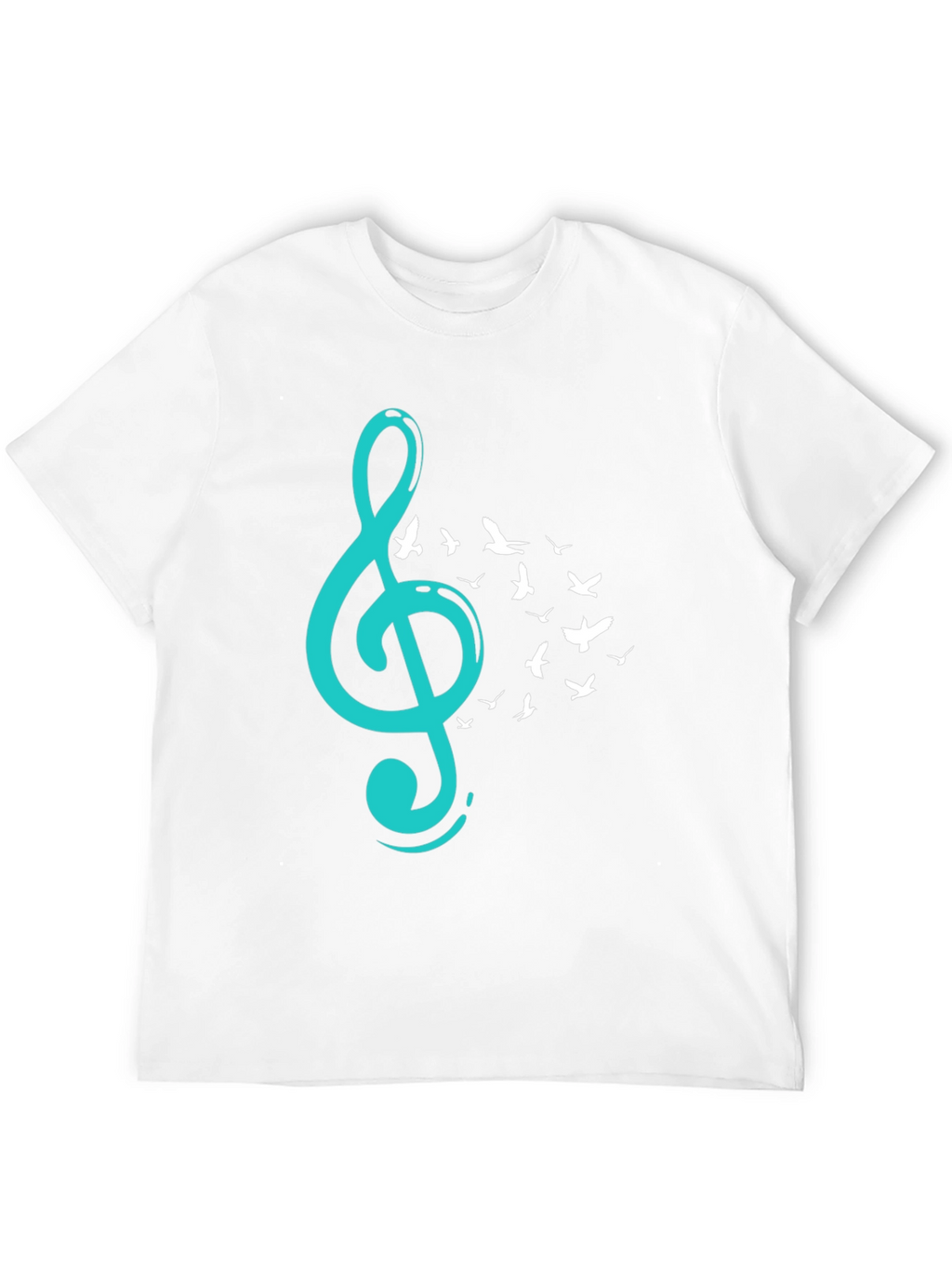 Musical Flight T-Shirt - Teal Treble Clef & Birds