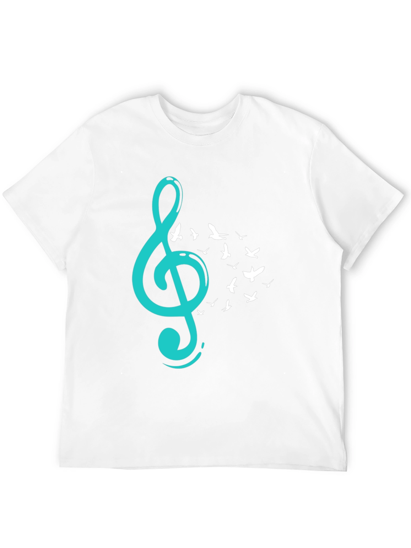 Musical Flight T-Shirt - Teal Treble Clef & Birds